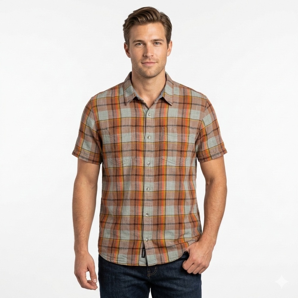 Toad and Co Mens Salton Plaid Organic Cotton Button Up Shirt XL